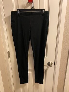 Ladies L Leggings Pants Black Large Stretch Pull On Lg Back Pockets